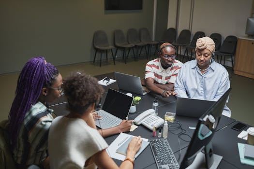 team collaborating on consulting project