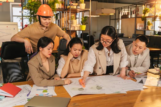 group of professionals collaborating